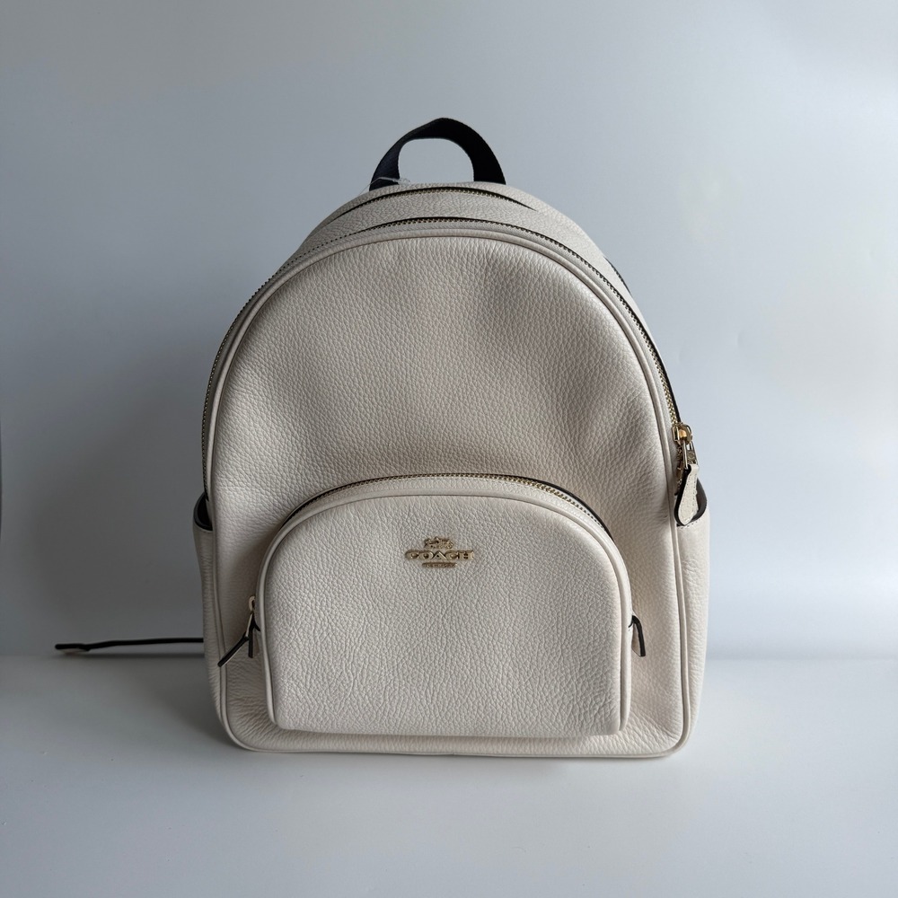 Coach Court Backpack Chalk White Pebble Leather Bag 5666